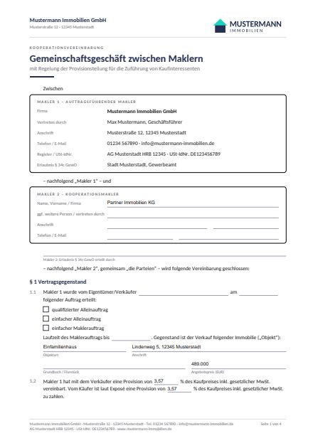Vorschau Gemeinschaftsgeschäft zwischen Maklern