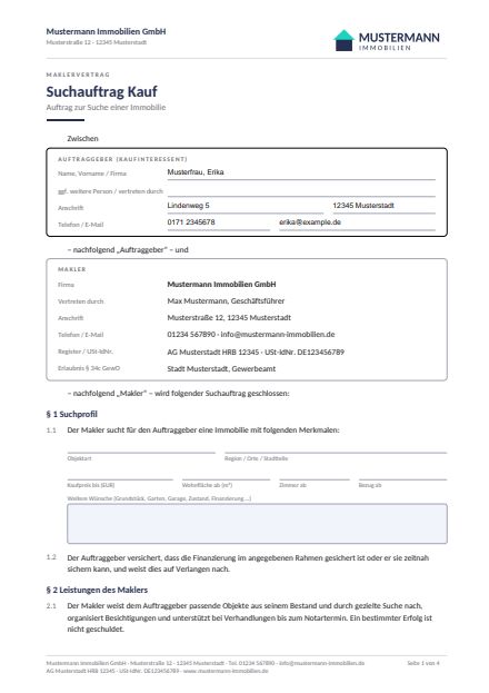 Vorschau Suchauftrag Kauf