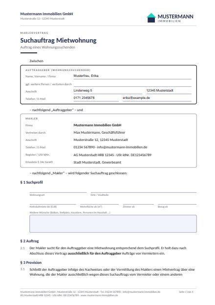 Vorschau Suchauftrag Mietwohnung